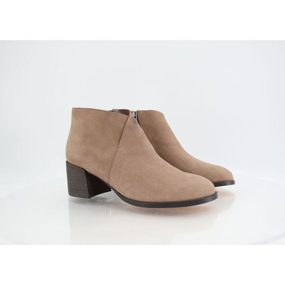 Eileen Fisher Melrose Ankle Booties Womens 9 Tan Nubuck Block Heel zip up - Picture 1 of 10